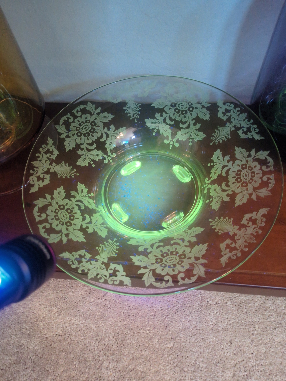 Cambridge Glass 'LORNA' Etch Large Centerpiece Bowl, Clear Crystal (Glows)